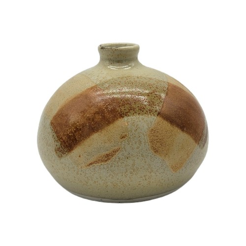 Studio pottery round vase - pottery, 4"